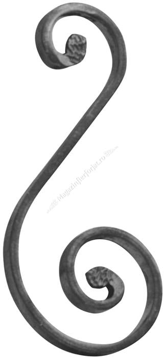 86/5 Ornament S forjat cu amprenta MURA 210x95mm din 12x6mm neted
