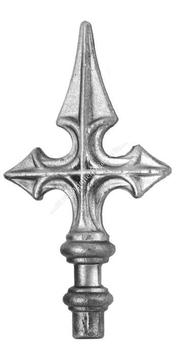 126/E/2 Varf CRUCE cu basorelief turnat din otel H.160mm L.90mm cu baza rotunda D.16mm