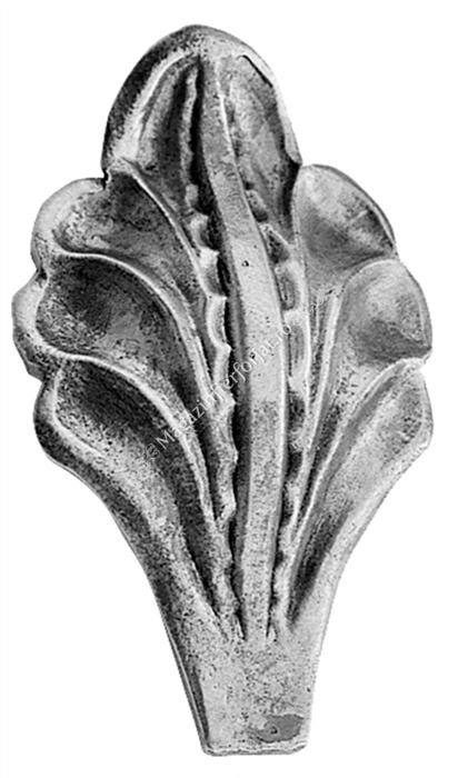 666/2 Frunza fier forjat cu H.90mm din tabla de 4mm forjata manual la ciocan