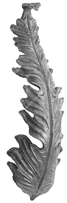 692/8 Frunza fier forjat cu H.330mm din tabla de 4mm forjata manual la ciocan