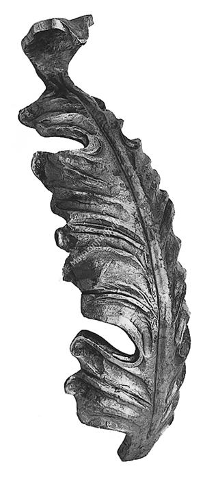 692/9 Frunza fier forjat cu H.180mm din tabla de 4mm forjata manual la ciocan