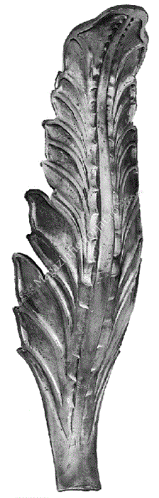 666/8 Frunza fier forjat cu H.360mm din tabla de 4mm forjata manual la ciocan