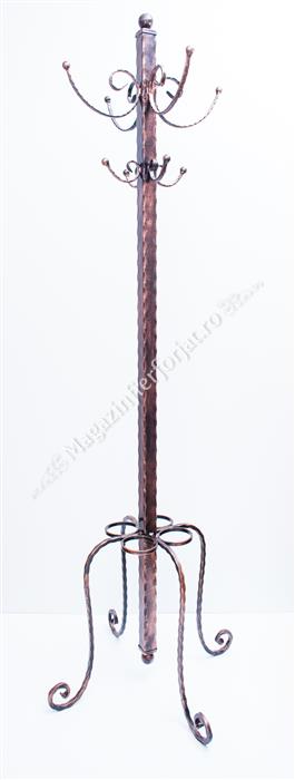 UNV90.101 Cuier din fier forjat H.1860mm L.610 mm vopsit in camp electrostatic culoare "MARO-INCHIS COARJA DE PORTOCALA"