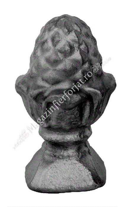 749/19 Ornament CON BRAD turnat din otel cu H.125mm si baza patrata 60x60mm