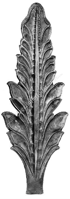 666/9 Frunza fier forjat PLATA cu H.390mm din tabla de 4mm forjata manual la ciocan