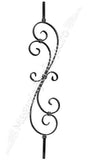 1051/1 Balustru fier forjat in forma de dublu S din 12x6mm H.1000mm L.185mm