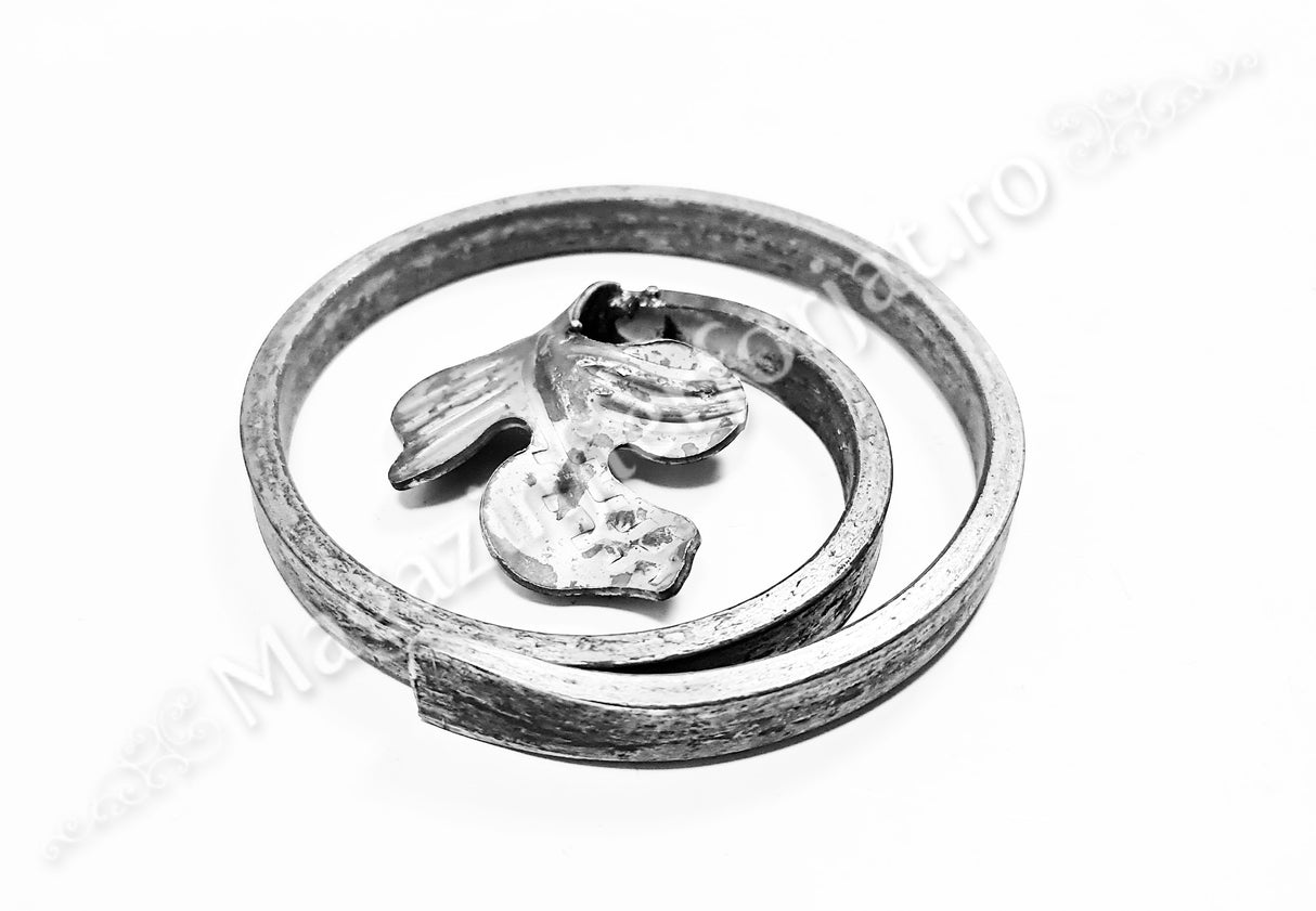 11.033.02 Cerc "MELCAT CU FRUNZA" D.120mm din 12x6mm neted forjat la un capat