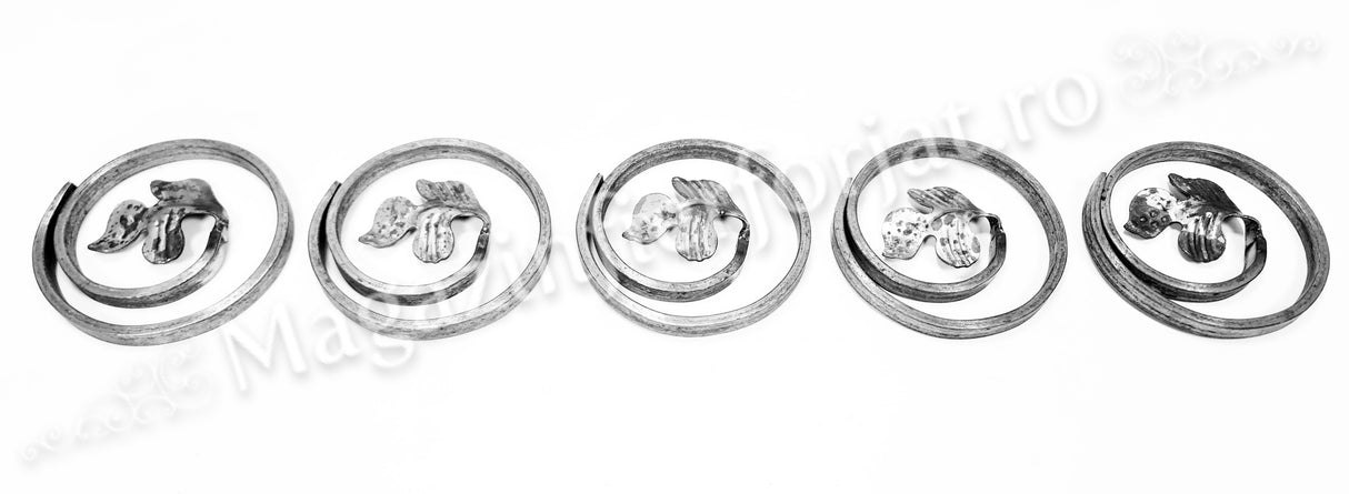 11.033.02 Cerc "MELCAT CU FRUNZA" D.120mm din 12x6mm neted forjat la un capat