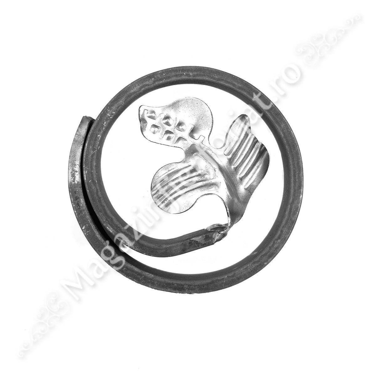 11.033.02 Cerc MELCAT CU FRUNZA disponibil in 2 dimensiuni D.100mm / D.120mm din 12x6mm neted forjat la un capat
