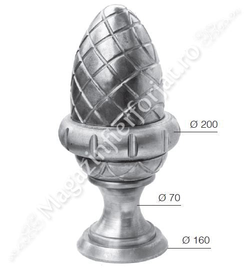 128/C/2 Terminal stalp in forma de CON / GHINDA cu H.405mm si D.160mm la mijloc