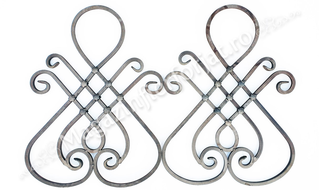 13.023.01 Panou medalion forjat "LIRA cu FLORI" H.630 L.460mm din otel 12x12mm neted