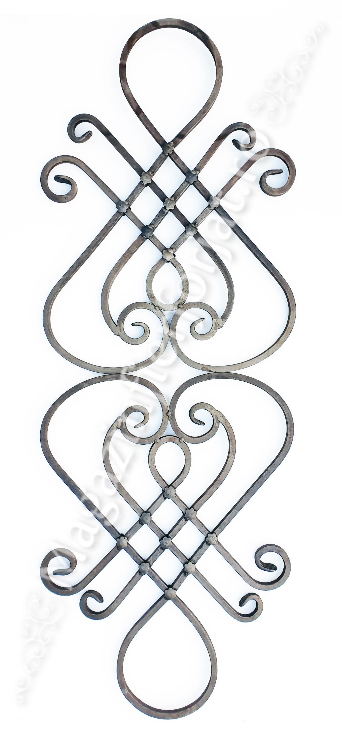 13.023.01 Panou medalion forjat "LIRA cu FLORI" H.630 L.460mm din otel 12x12mm neted