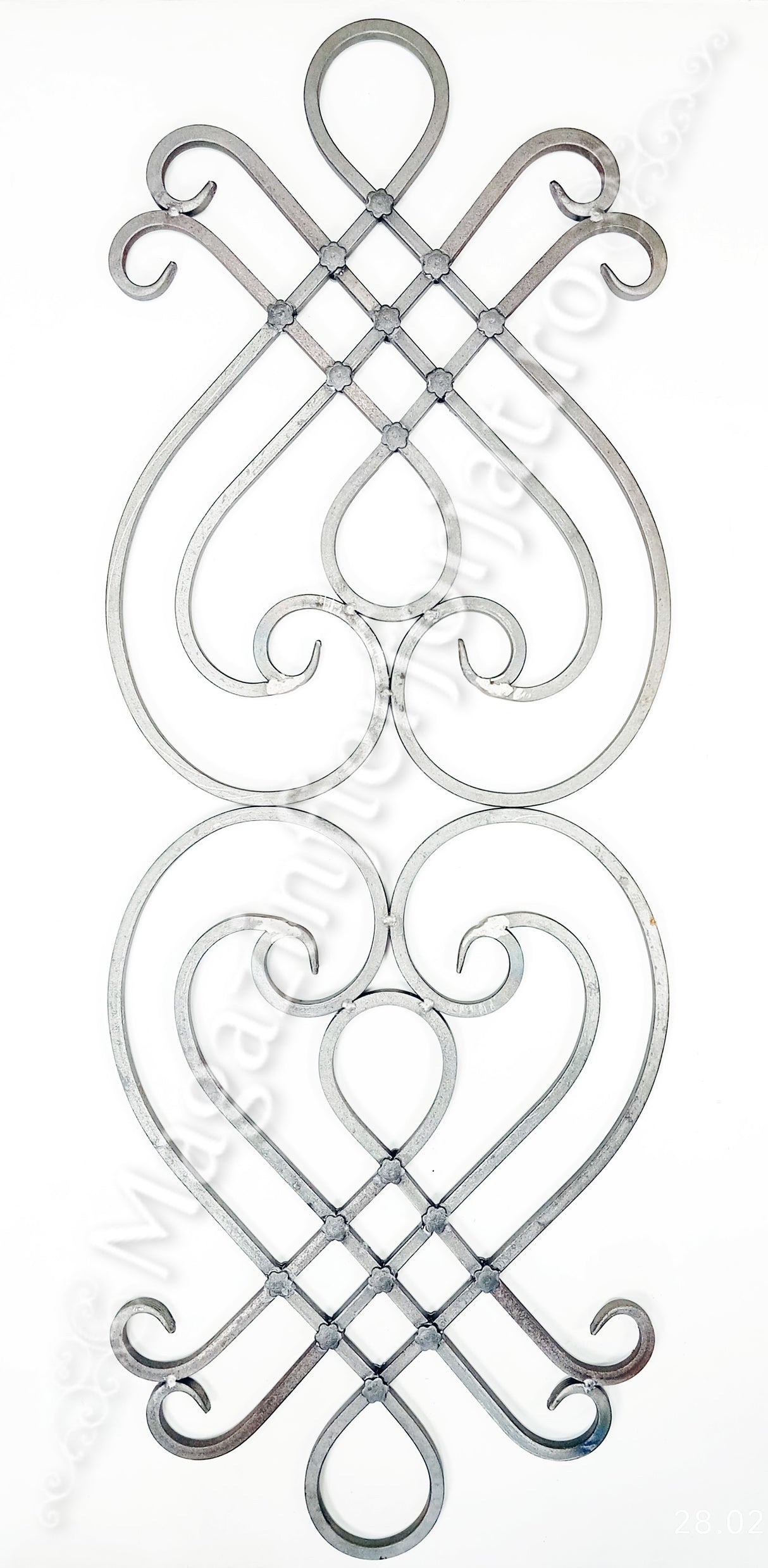 13.023.02 Panou medalion forjat "LIRA cu FLORI" H.625mm L.455mm din otel 12x12mm neted