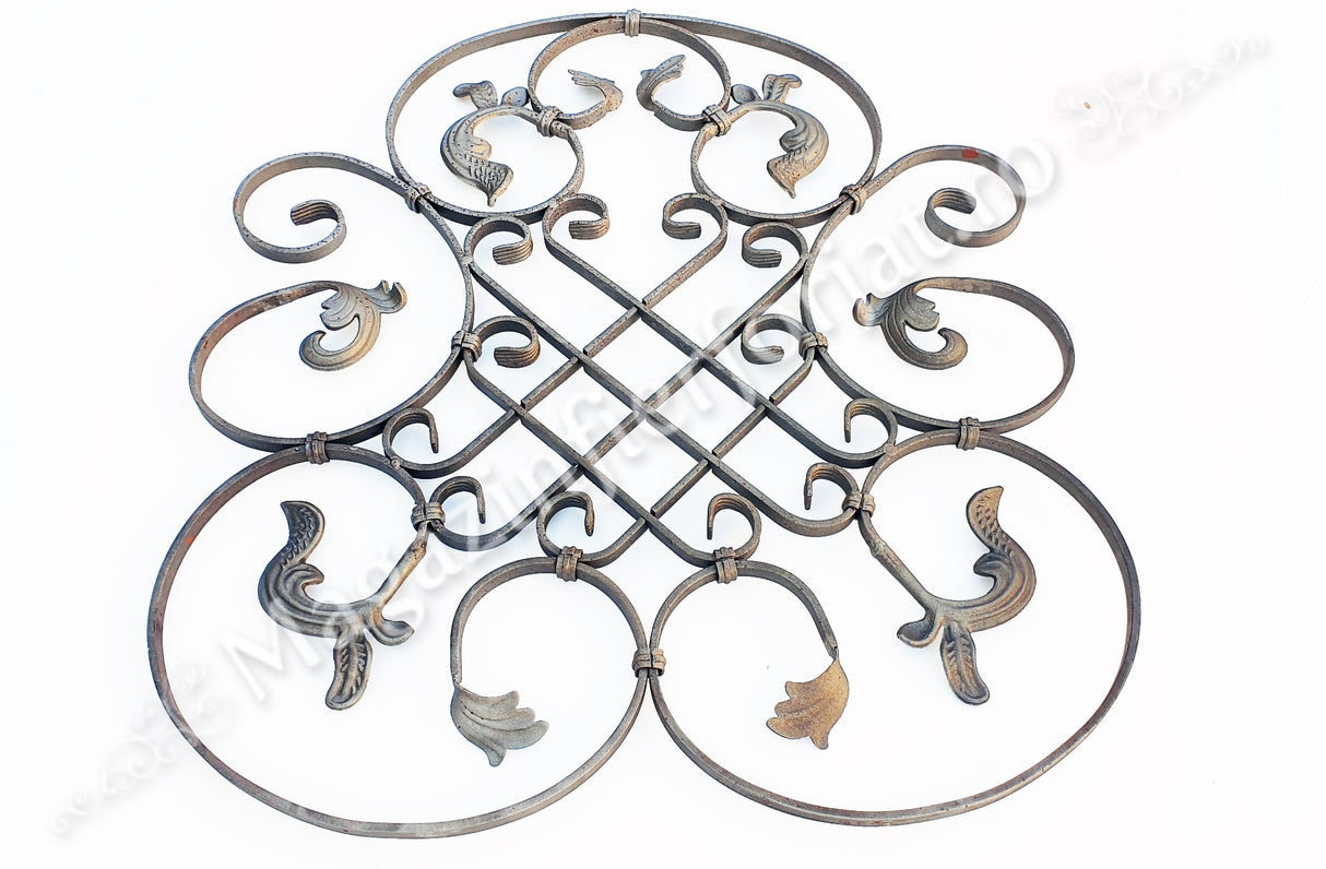 13.029 Panou medalion "LIRA MARE" cu frunze 800x700mm din platband 16x6mm neted