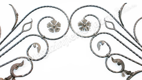 13.101 Panou floral "Paun" din fier forjat cu frunze si flori 1080x600mm D.12mm STG.