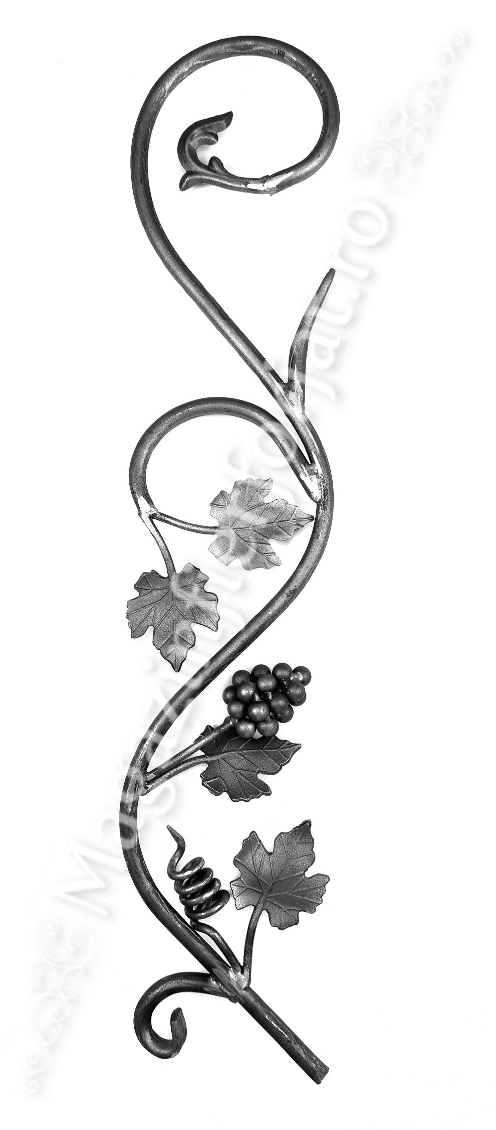 13.202 Panou decorativ / Brau de capat "Vita de Vie" din fier forjat cu struguri si frunze 800x165mm din otel rotund D.14mm