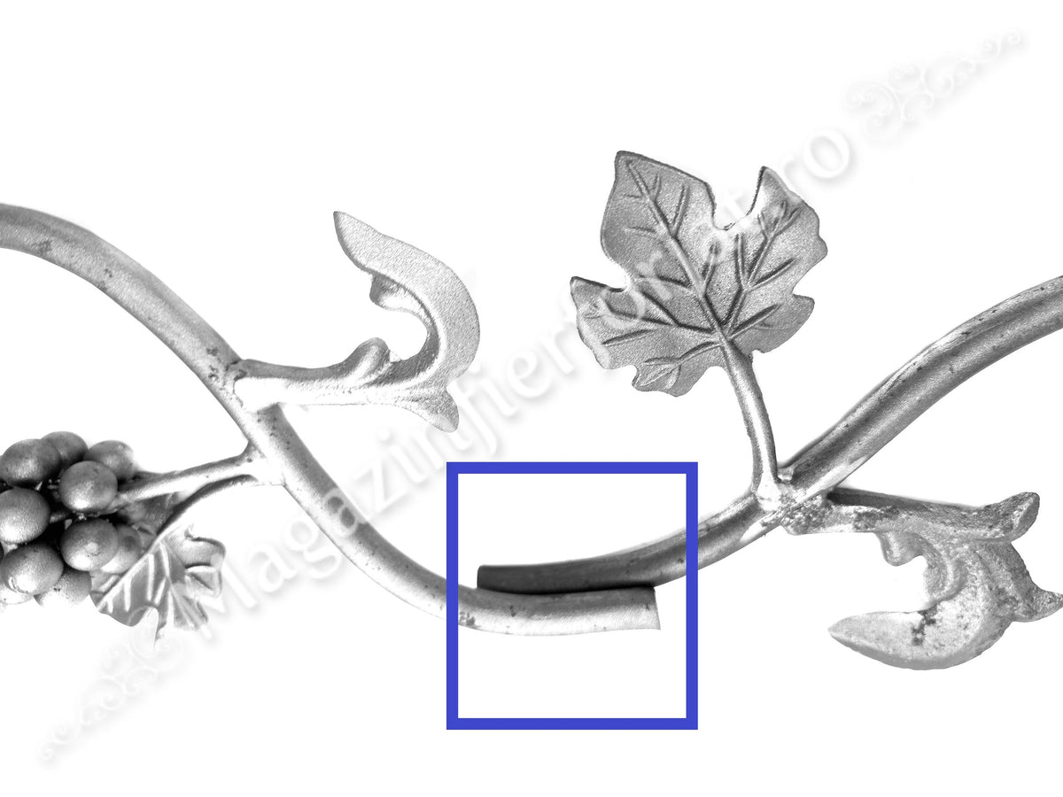 13.204 Panou decorativ / Brau "Vita de Vie" din fier forjat cu struguri si frunze 800x165mm din otel rotund D.14mm