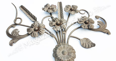 13.257 Panou medalion Buchet Floral 430x400mm cu frunze si flori