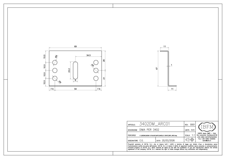 3402DM PLACA SABLON ROLA din kit-ul POARTA CULISANTA CURBATA / ARTICULATA IBFM Italia