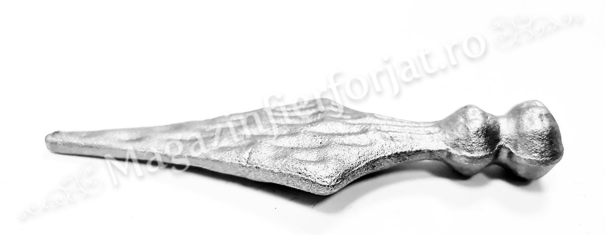 40.119 Varf de gard model "LANCE CU 2 BILE" turnat din OTEL cu H.145mm L.45mm cu baza D.25mm