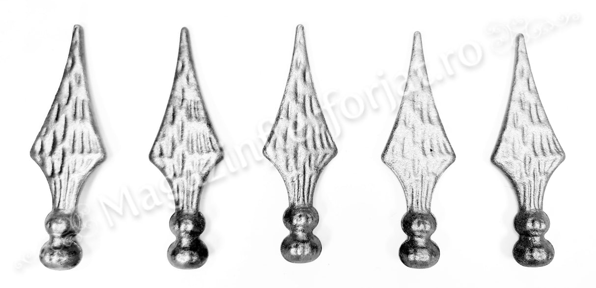 40.119 Varf de gard model "LANCE CU 2 BILE" turnat din OTEL cu H.145mm L.45mm cu baza D.25mm