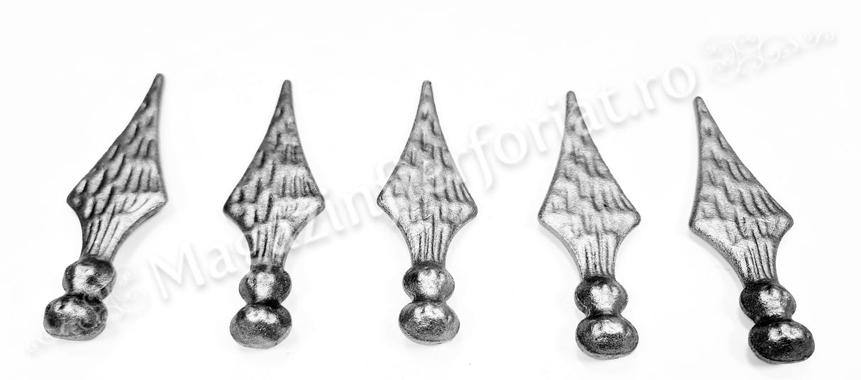 40.119 Varf de gard model "LANCE CU 2 BILE" turnat din OTEL cu H.145mm L.45mm cu baza D.25mm