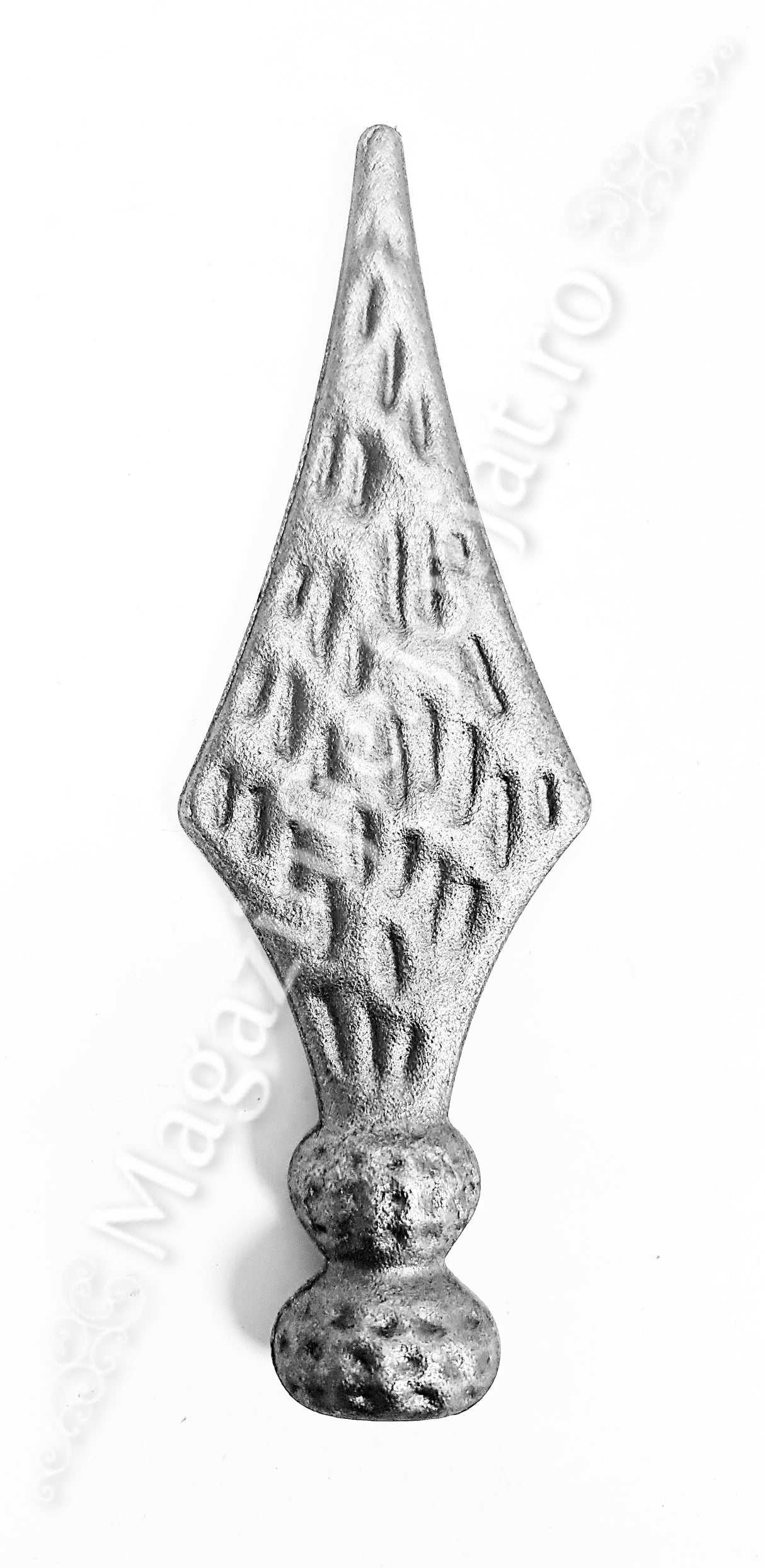 40.120 Varf de gard model "LANCE CU 2 BILE" turnat din OTEL cu H.175mm L.55mm cu baza D.30mm