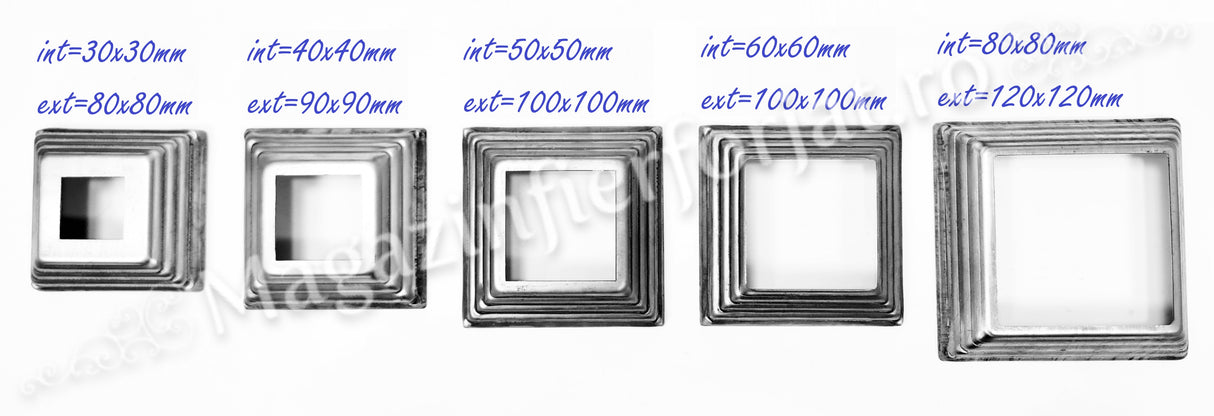 44.151 Capac de mascare din tabla cu interiorul in 5 dimensiuni: 30x30mm / 40x40mm / 50x50mm / 60x60mm / 80x80mm