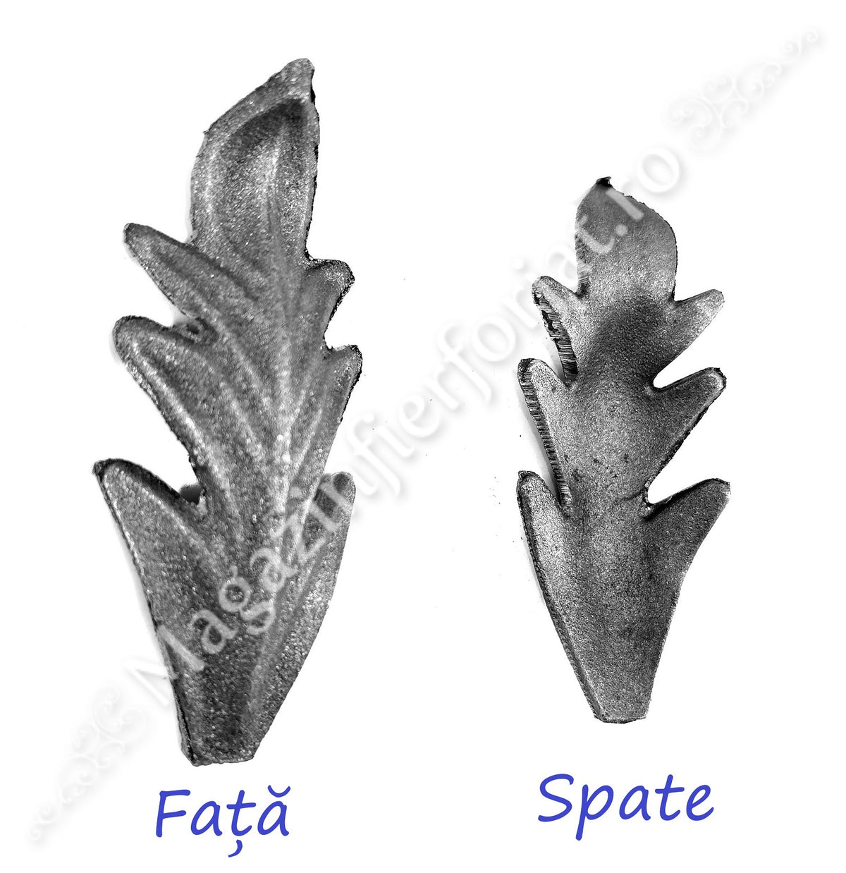 51.101.01 Frunza model STEJAR turnata din OTEL cu H.120mm x L.40mm si grosime 4mm