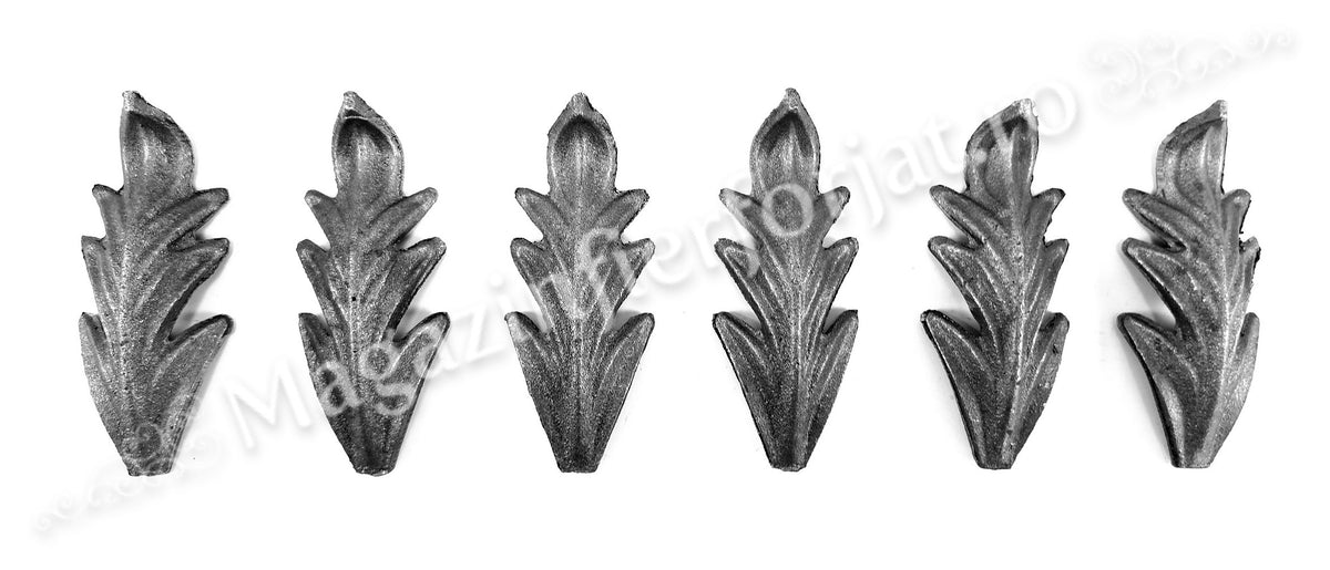 51.101.01 Frunza model STEJAR turnata din OTEL cu H.120mm x L.40mm si grosime 4mm