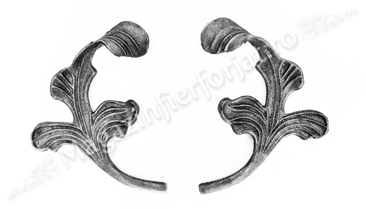 52.026 Frunza turnata din otel H.165mm cu baza D.12mm DREAPTA
