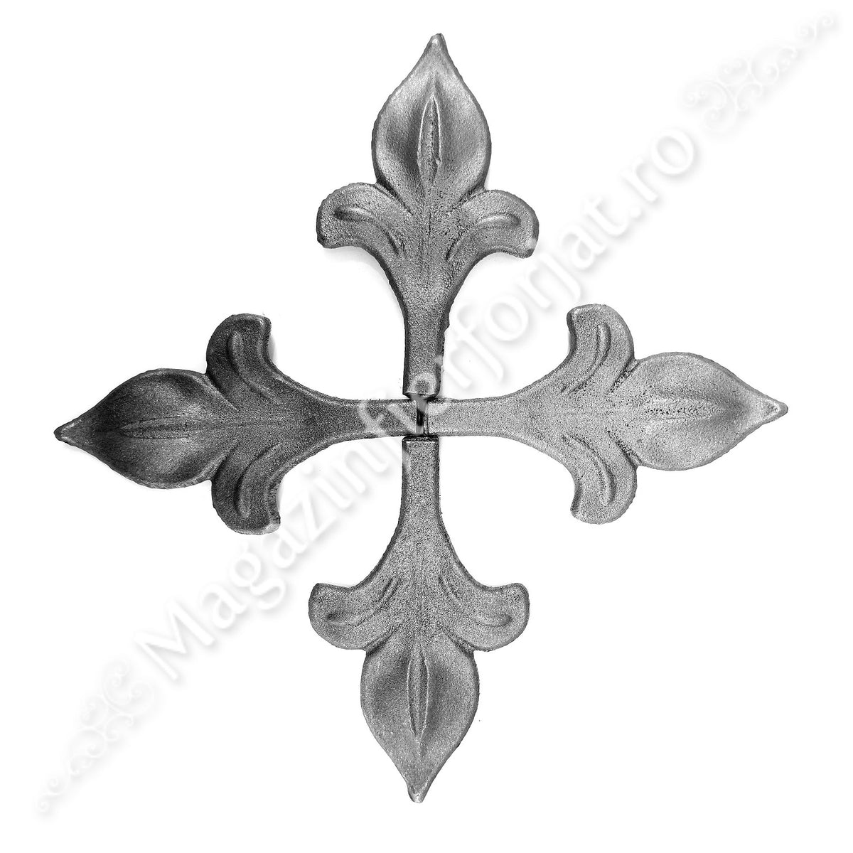 52.140.01 Frunza - Varf model CRIN turnata din OTEL cu H.130mm x L.80mm si baza 12x12mm