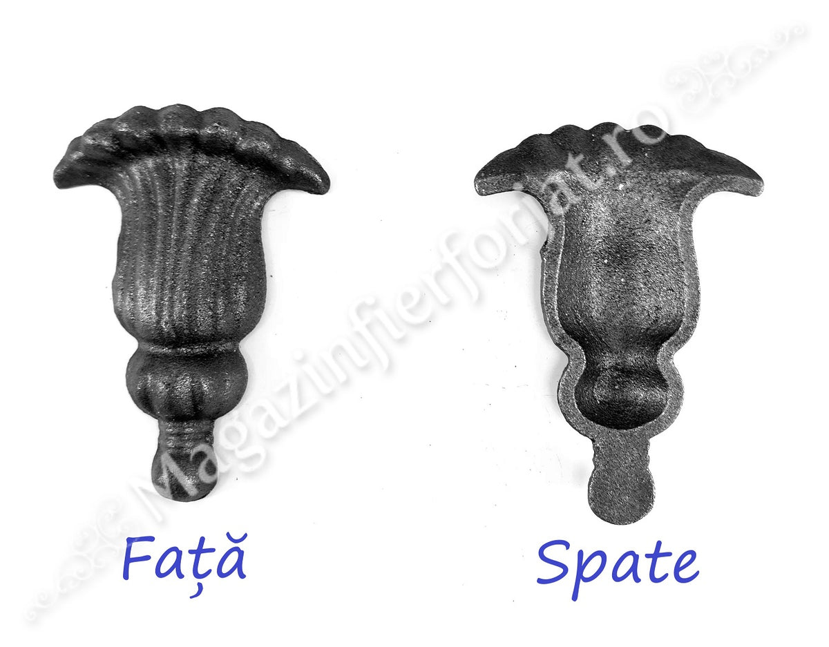 52.141 Floare model CLOPOTEL turnata din OTEL cu H.95mm x L.65mm si grosime 4mm