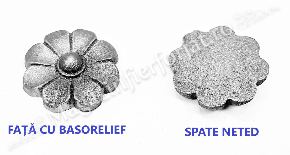 52.143 Floare turnata din aliaj oțel-fontă D.45mm cu 8 petale, grosime 4/10mm