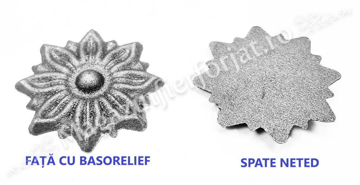 52.300 Floare turnata din aliaj oțel-fontă D.90mm cu 8 petale, grosime 6/10mm