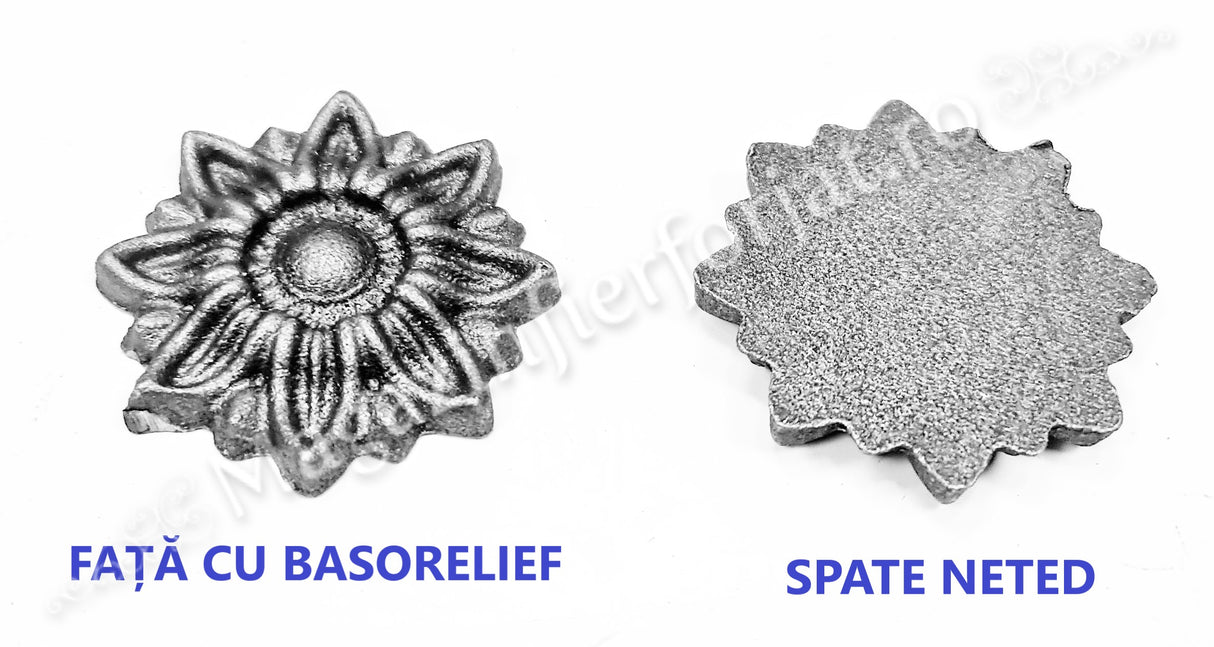 52.301 Floare turnata din aliaj oțel-fontă D.55mm cu 8 petale, grosime 6/8mm