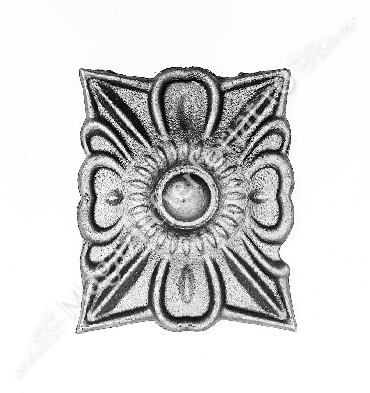 52.306 Floare dreptunghiulara turnata din aliaj oțel-fontă 85x70mm, grosime 8mm