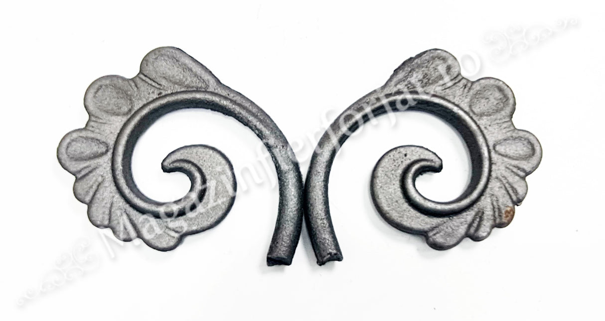 52.316.01 Frunza turnata din OTEL in forma de SPIRALA MICA 90x75mm grosime 11mm