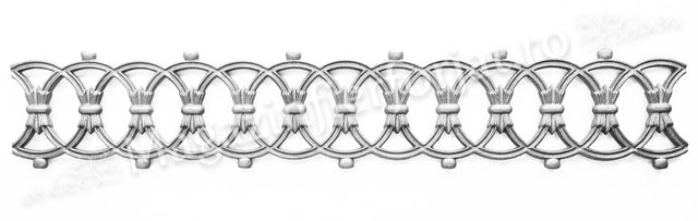 55.031 Ornament model CERCURI 870x155mm turnat din aliaj sudabil fier-fonta