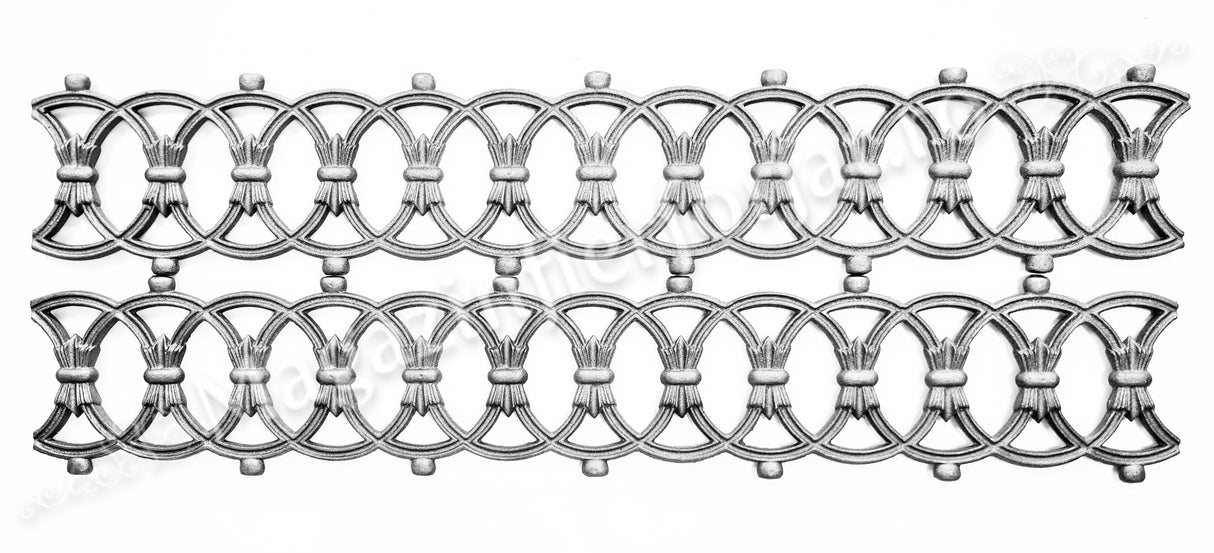 55.031 Ornament model CERCURI 870x155mm turnat din aliaj sudabil fier-fonta