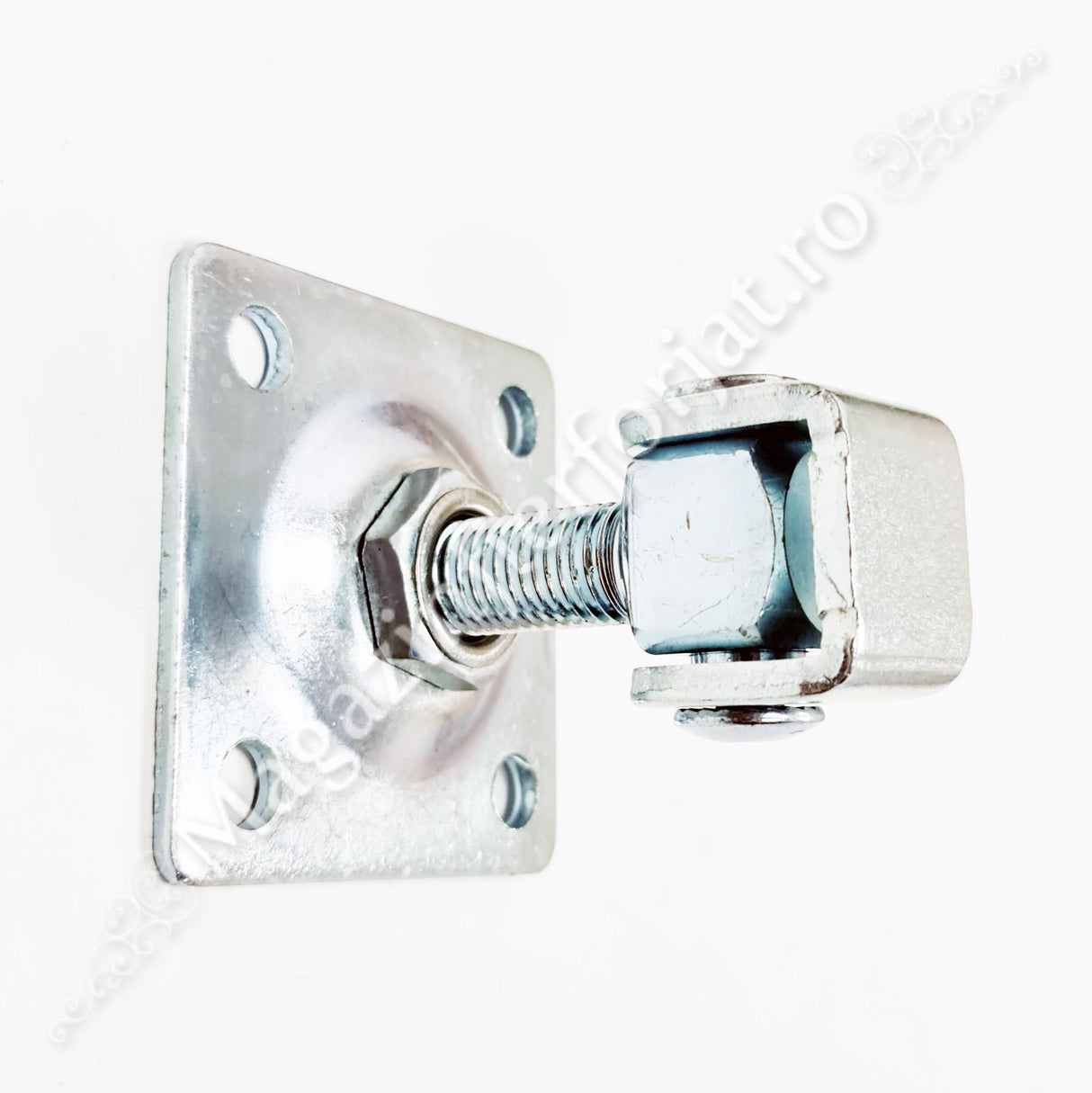 60.072 Balama reglabila M.20mm cu placa 100x100x4mm zincata alb