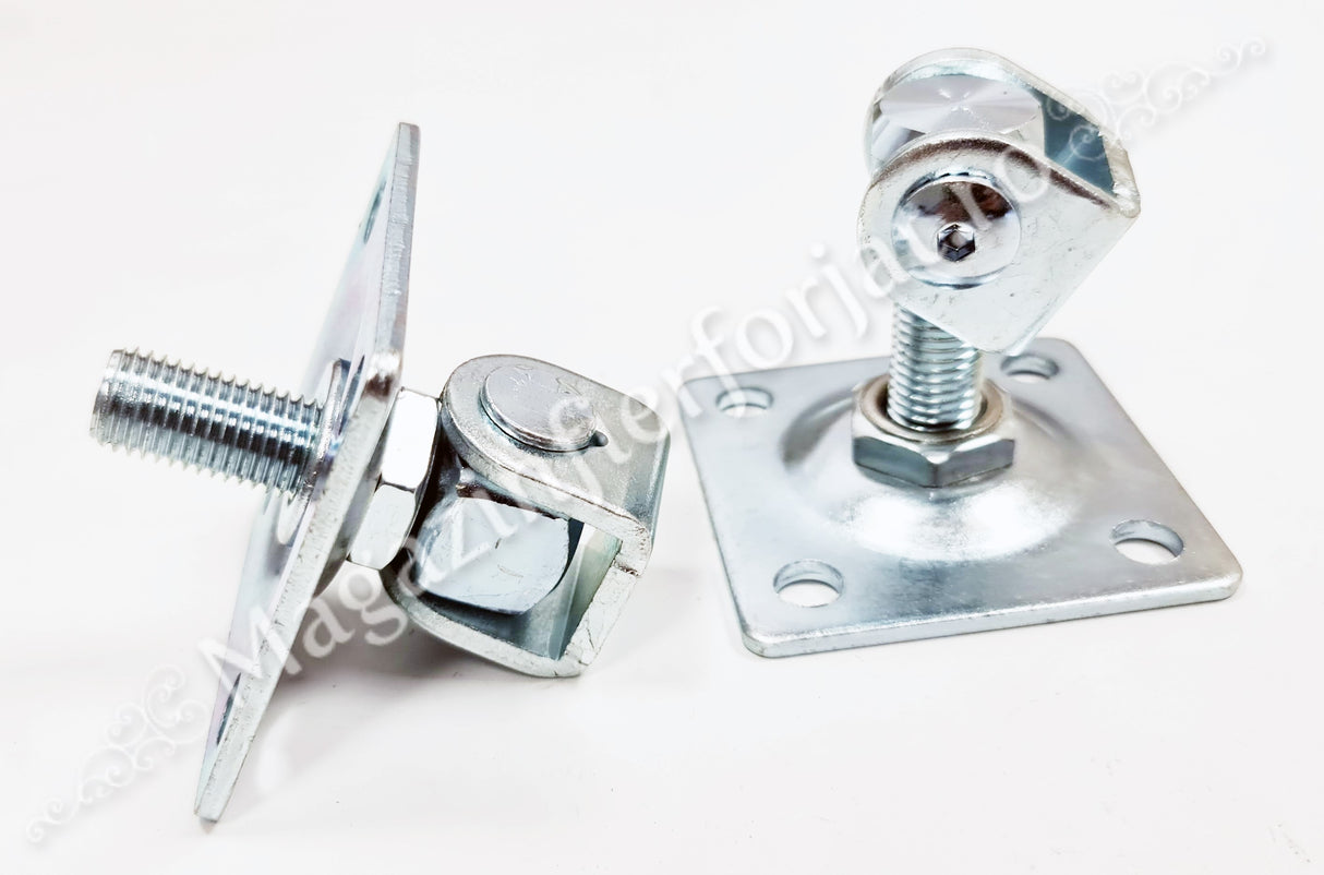 60.072 Balama reglabila M.20mm cu placa 100x100x4mm zincata alb