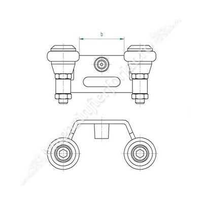 60.024 Opritor de poarta culisanta 80mm, cu tampon de cauciuc si ghidaj din teflon, pentru o latime a profilului portii de 80mm