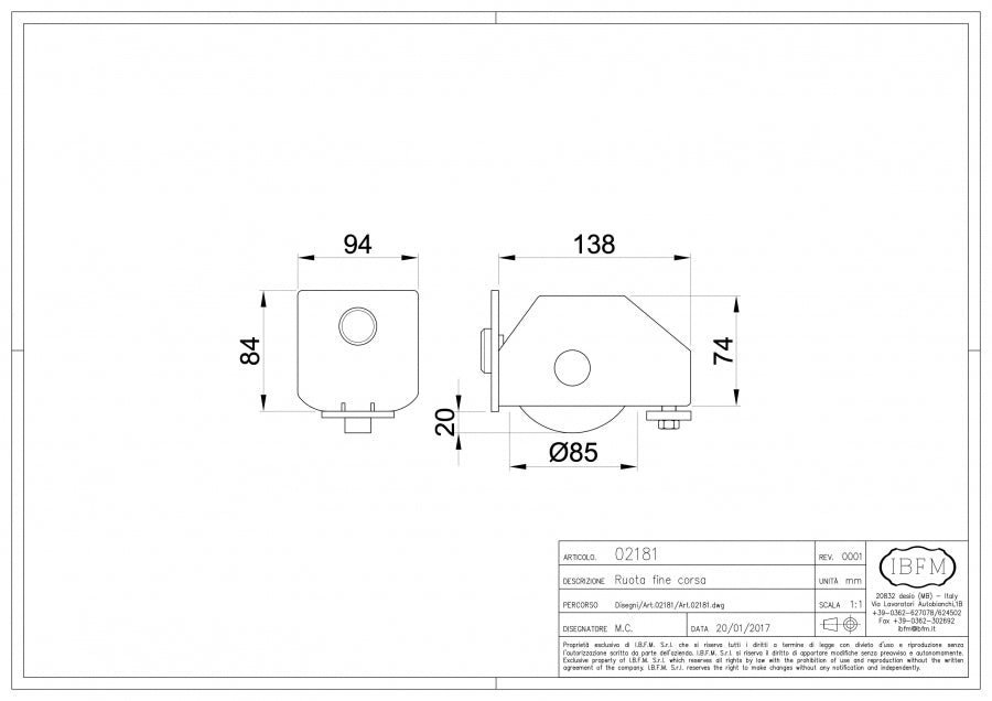 KIT poarta culisanta AUTOPORTANTA 2180/8 IBFM ITALIA, 1.000KG greutatea maxima a portii si o deschidere de maxim 12ML