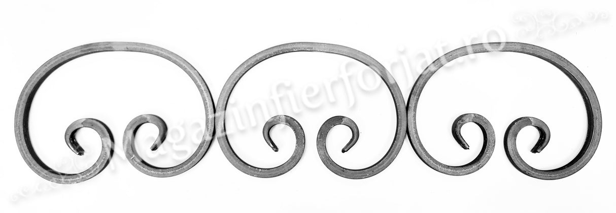 UNV40.24 Ornament "C" Neted sau Amprentat 250x180mm 12x12mm fier plin forjat