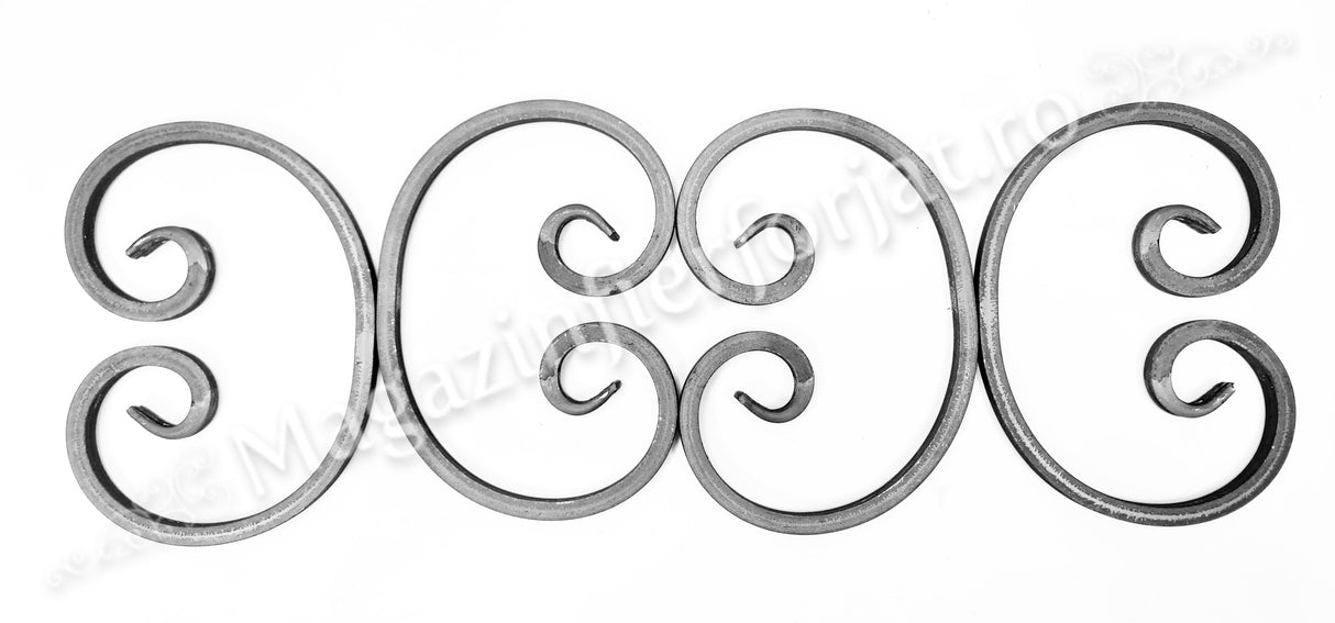 UNV40.24 Ornament "C" Neted sau Amprentat 250x180mm 12x12mm fier plin forjat