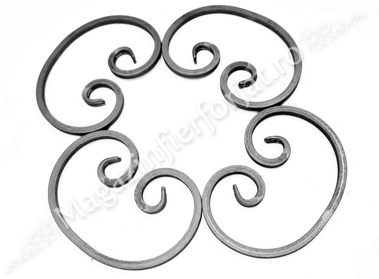 UNV40.24 Ornament "C" Neted sau Amprentat 250x180mm 12x12mm fier plin forjat
