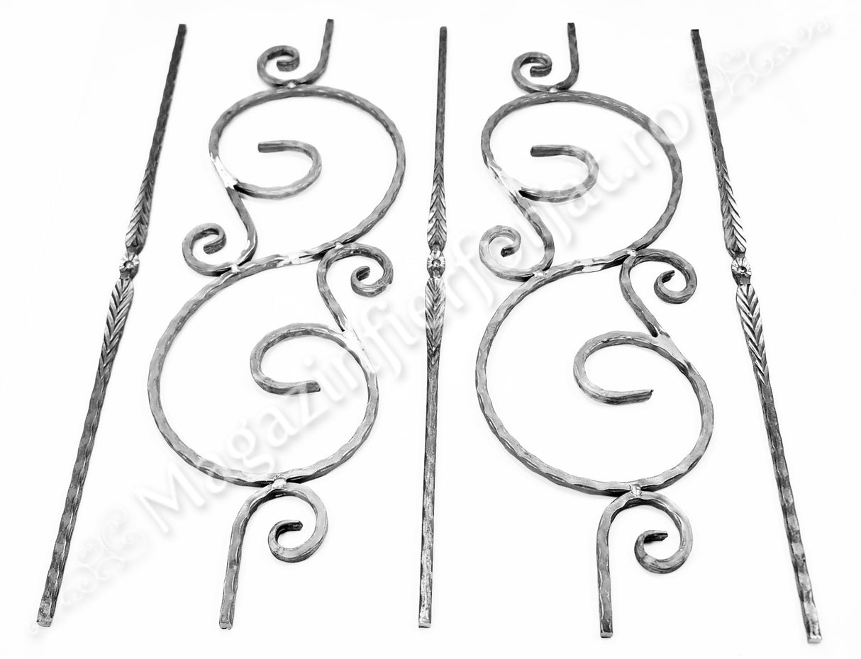 UNV70.37.2 Balustru in forma de "S" cu 4 C-uri cu H.900mm x L.260mm din 12x12mm amprentat