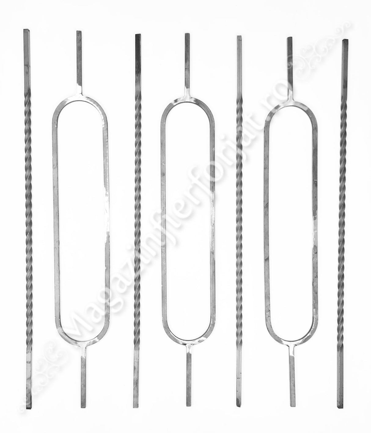 UNV70.35 Balustru MODERN CU OVAL H.900mm/1000mm L.130mm din fier plin 12x12mm neted