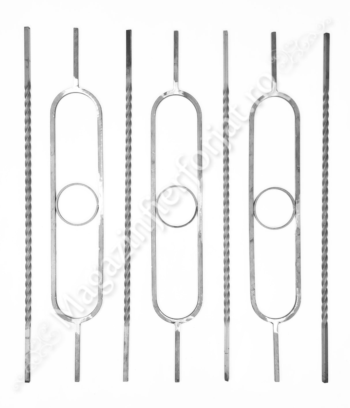 UNV70.35 Balustru MODERN CU OVAL H.900mm/1000mm L.130mm din fier plin 12x12mm neted